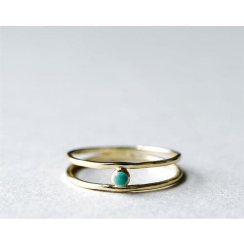 Minimalist Dainty Gold Open Ring Women Bohemian Natural Stone Turquoises Finger Rings for Female Jewelry Gift for Her
