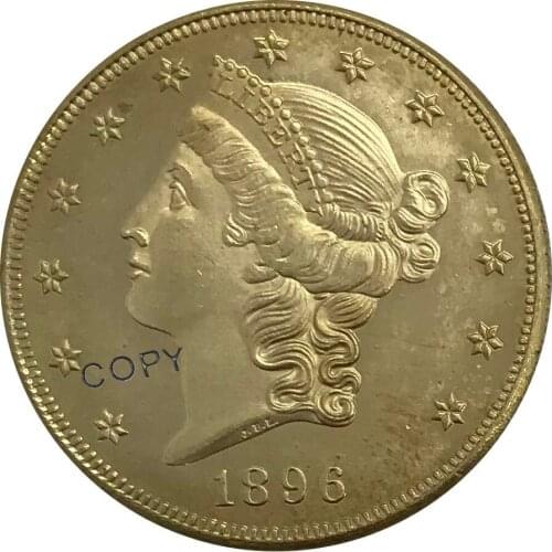1896 United States 20 Twenty Dollars Liberty Head Double Eagle with motto Gold coin Brass Collectibles Copy Coin