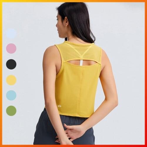 Alo Yoga Summer Womens Crop Top 6-Color Sleeveless Sports Top Fitness Workout Yoga Running T-shirt DT050