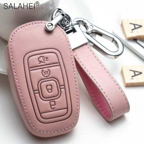 Leather Car Key Case Cover For LINCOLN MKC MKZ MKX MKT MKS Nautilus Navigator Aviator Keychain Holder Auto Interior Accessories