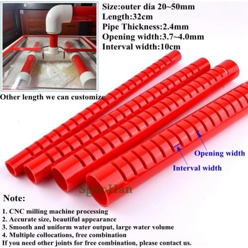 Red 20~50mm PVC Aquarium Fish Tank Aeration Tube Drain Deluge Rain Pipe Filter Accessories Garden Drip Water Downcomer Cess-Pipe