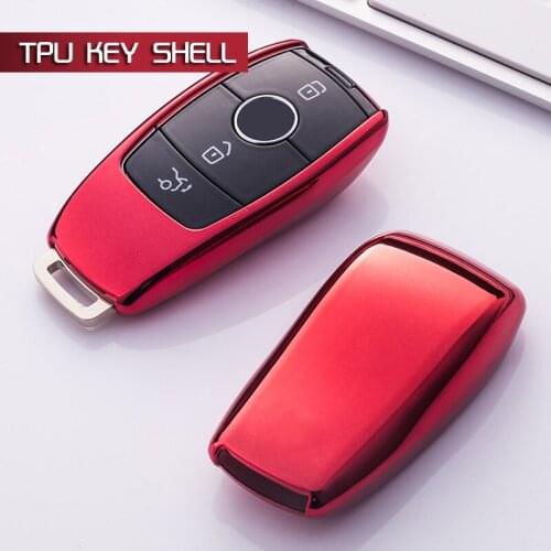 Red Soft Protective key Case Shell Cover for Mercedes Benz 16-18 E S Class