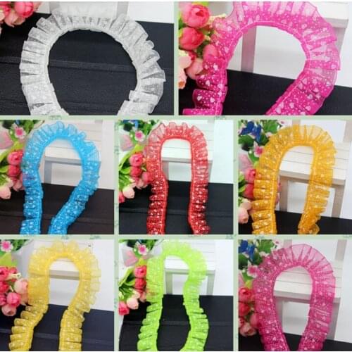 30Yards Ruffle Lace Trim Hearts 2.5cm Lace Fabric Applique Gathered Ribbon Skirt Hemline