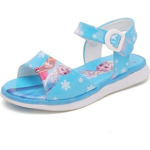 Disney summer girls sandals frozen princess shoes elsa soft bottom kids crystal shoes children Flat bottom anti-skid shoes