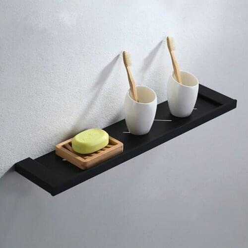 Best 304 stainless steel wall mounted black Bathroom shelf high quality Hardware accessories