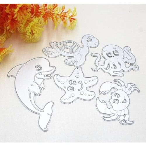 Five Lovely Sea Creatures Metal Cutting Dies Stencils DIY Scrapbooking Decorative Craft Photo Album Embossing Folder