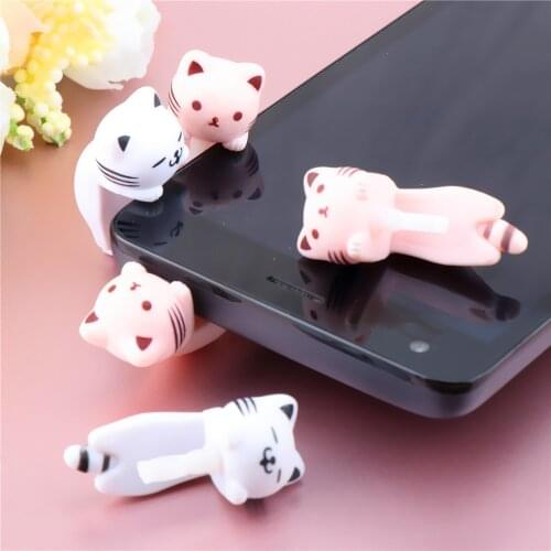 Cute Cat Earphone Dust Plug Universal 3.5mm AUX Jack Interface Dustproof Caps Cell Phone Accessories For iPhone11 XS
