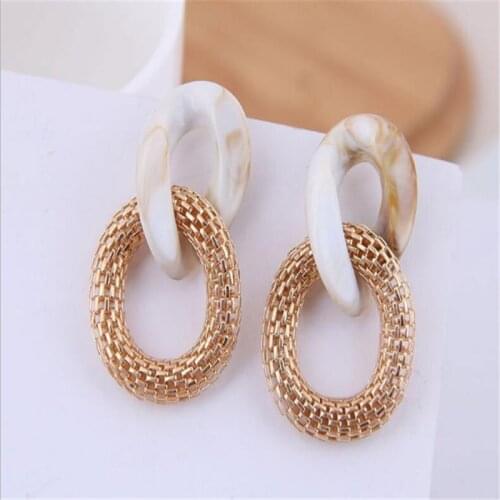 Fashion Acrylic South Korean Drop Earrings Reticulated Round Earrings for Womens Party Jewelry Gifts