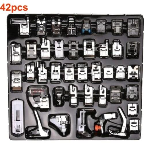 32/42pcs Domestic Sewing Tool Machine Presser Foot Feet Kit Set + Box Brother Singer Janom Sewing Machines Foot Tool Accessories