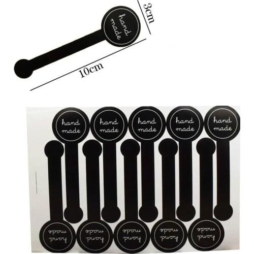 Handmade Sticker 200pcs/lot 10*3cm Black Stickers Kraft Label Sticker DIY Hand Made For Gift Cake Baking Sealing Sticker