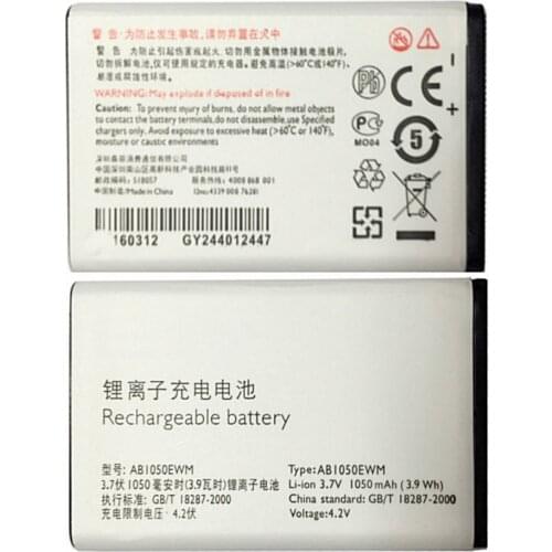 Original AB1050EWM battery 1050mAh 3.7v 3.9WH for PHILIPS Xenium X216 CTX216 Cellphone batteries