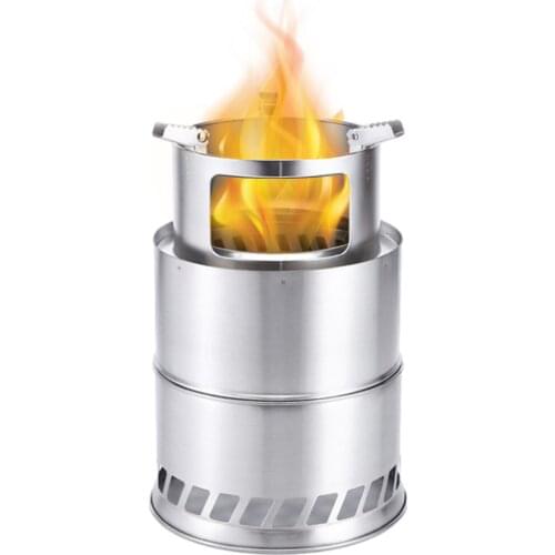 Outdoor Camping Detachable Wood Stove Portable Gas Firewood Burning Stove Urnace Picnic Stoves BBQ Cooking Camping Furnace