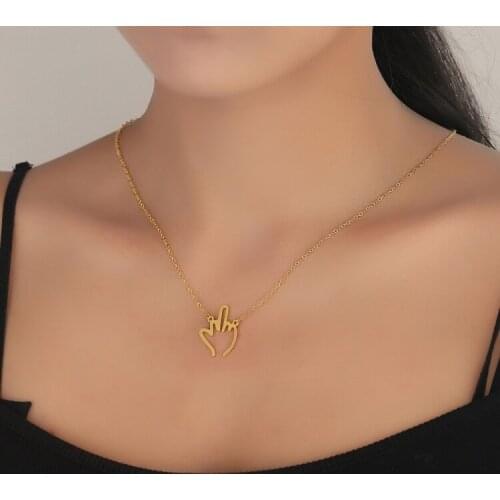 Hippie Give the Finger Hand Gesture Pendant Necklaces Punk Gesture Choker Simple Hand Jewelry Gift