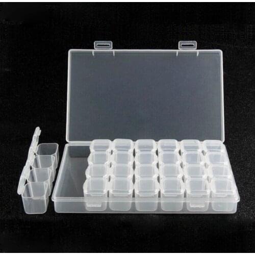 PPYY NEW -Storage Tool DIY Removable Clear Plastic Organizer Nail Art Rhinestone 28 Diamonds Jewelry Grid Earrings Bead Neckla