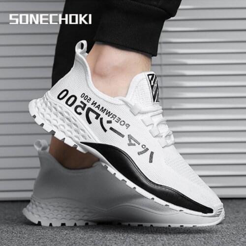 Walking Shoes Men Shock-Absorbant Sole Anti-Friction Mesh Breathable Sneaker Outdoor Casual Sport Trainer Lace-up Reflective