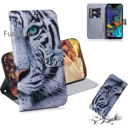 Q60 Lion Telephone Cases For phone case LG Q60 Cute PU Leather Book Case sFor LG case K50 Accessory Caso Mobiiltelefon bag
