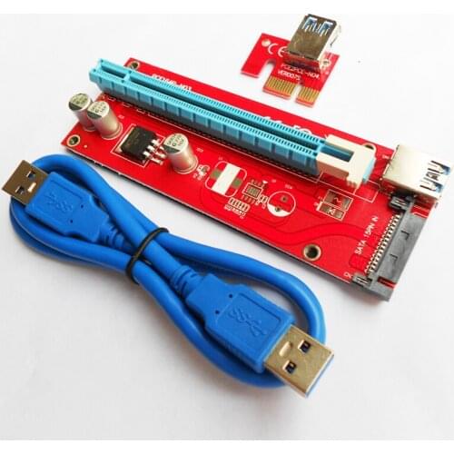 Riser Red Board VER007S PCI-E Express 1x to16x Riser Card Adapter 60cm USB 3.0 Cable for Bitcoin Antminer Miner Mining Device