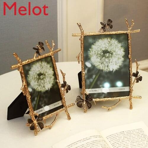 Luxury Fashion 6-Inch 7-Inch Metal Butterfly Photo Frame Creative Upscale Home European Photo Frame Decoration Table