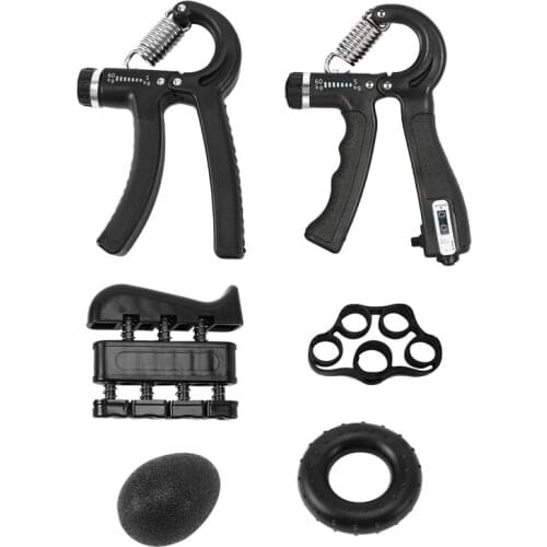 Hand Grip Strengthener Trainer Kit Adjustable Hand Grip Trainer Finger Exerciser Finger Stretcher Grip Ring Relief Ball