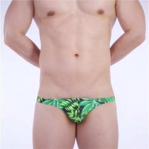 SD454 sexy green red floral printing swimwear men hot tight swim trunk shorts gay men thong swimsuits sunga spa bathing suits