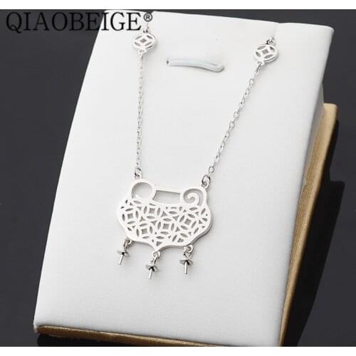 QIAOBEIGE DIY SILVER NECKLACE PEARL ACCESSORY China SAFETY KEY manufacturer supply freshwater pearl pendant jewelry making