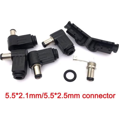 DC Power Male Plug Right Angle Connector 5.5*2.5mm 5.5*2.1 90-degree Adapter Plastic Solder type DIY Charging Connector Laptop