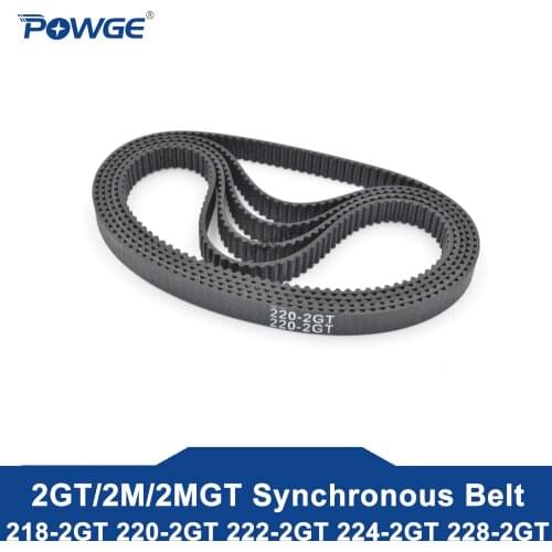 POWGE 2MGT 2M 2GT Synchronous Timing belt Pitch length 218/220/222/224/228 width 6mm/9mm Teeth 109 110 111 112 114 Rubber closed