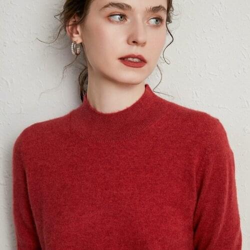 Half-High Oneck Sweaters Women Hot Sale 100% Pure Pashmina Knitted Tops 2020 Winter New 10Colors Standard Pullover Female