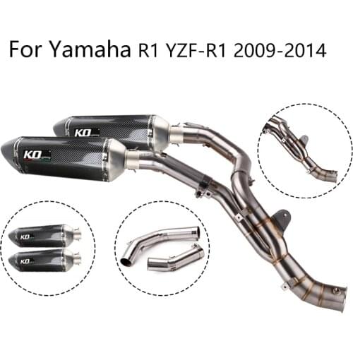 For Yamaha R1 YZF R1 2009-2014 Exhaust Pipe Motorcycle Delete Catalyst Mid Tube Slip-on Middle 51mm Mufflers DB Killer Escape