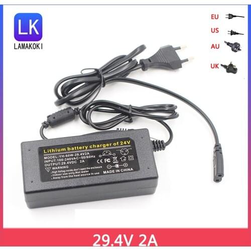 24V E-bike Li-ion Lithium Battery Charger 7 Series Output 29.4V2A Electric Bike Lithium Battery Charger DC Plug Connector 29.4V