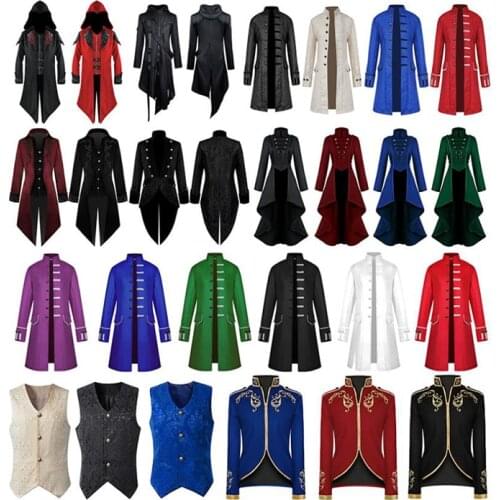 Women Men 10 Style Victoria Steampunk Trench Coat Frock Outwear Vintage Prince Overcoat Medieval Renaissance Jacket Cosplay Cost