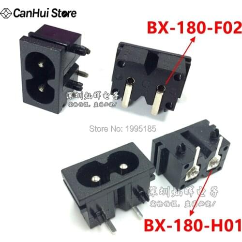 10Pc AC power outlet Two Holes 22*13MM board 2.5A250V 8-Type Socket BX-180-H01BX-180-F02 AC Power Switch Socket Copper Connector