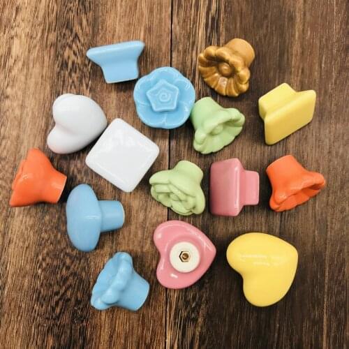1x Ceramic Knob Pink Sun Flower Cabinet Hardware Knobs Drawer Dresser Handles Cupboard wardrobe Pulls Handles Quality and safe