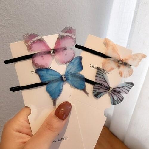 3PCS 3D Double Layers Chiffon Fabric Tulle Butterflies Garden Decoration Craft Wedding Decor Dress Butterfly Hair Clips