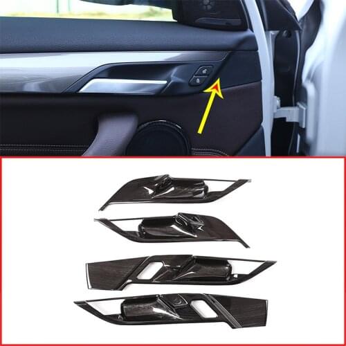 4pcs Black Wood Grain For BMW X1 F48 2016-2019 ABS Interior Door Handle Trim For BMW X2 F47 2018 2019 Accessories
