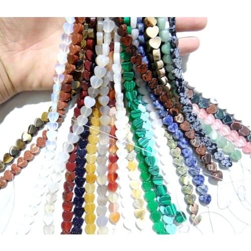 10*10mm Natural stone Turquoises Quartz crystal tiger eye Heart-shaped beads for Diy Jewelry Making Bracelet Necklace 40pcs