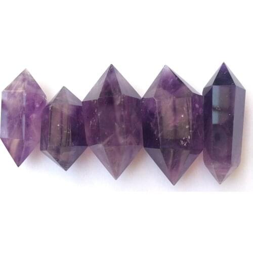 5 pcs Amethyst Wand Natural Crystal Stone Prism Points Healing Double terminated Pillar For Yoga Meditation Gifts Decoration