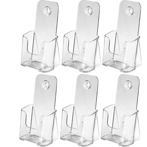 6 Pack Premium Trifold 4 Inches Wide Brochure Holder, Plastic Brochure Holder Wall Mount Clear Countertop Organizer Literature H