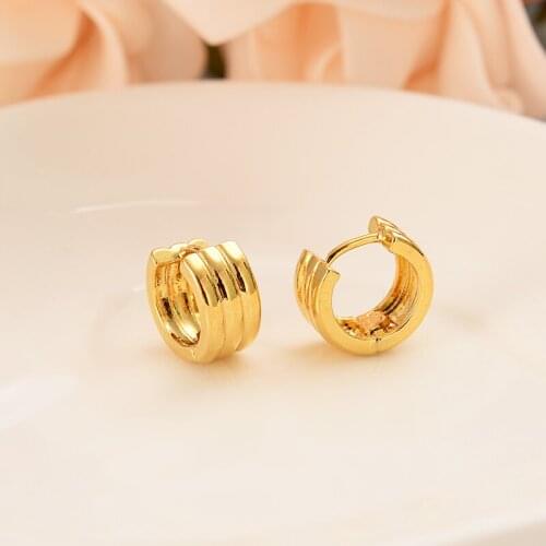 Africa Girls small Round Circles Huggies Hoop Earrings Gold Color Jewellery Aros women jewelry african girls earring best gift