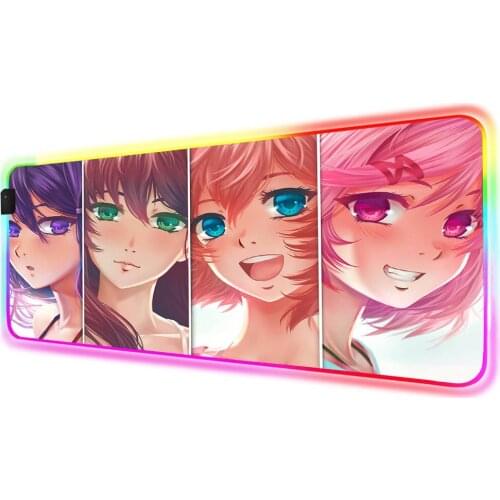 Mairuige Animated Mouse Pad Cute Four Girls RGB Gaming Accessories LED Lock Edge Computer Notebook Keyboard Pad Gaming Mouse Pad