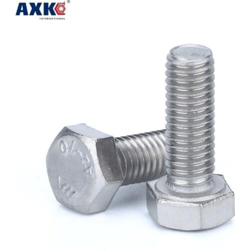 AXK 20pcs M5 Bolt M5x10 8-100mm Hex Original Ti Color Not Polished Outer Hexagon Screws Fastener Din933