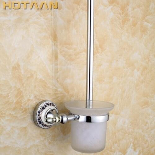 Free Shipping Toilet Brush Holder,ceramic Solid Brass Construction Base ,Bathroom accessories YT-11812