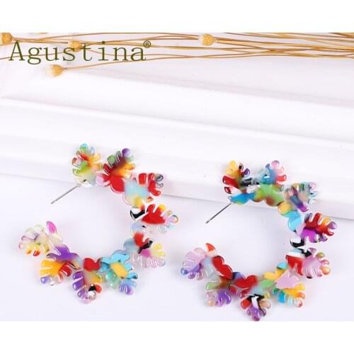 Bohemian green leaf Acrylic Earrings for Women Multicolor Fashion Earrings Trendy Earings Statement Punk party Jewelry Gift