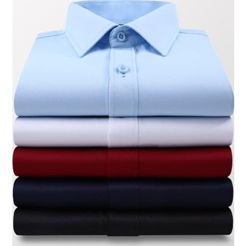 BROWON 6 Color Summer New Mens Short-sleeved Shirt Cotton Casual Business Shirt Mens Slim Solid Color Formal Shirt Men Clothing