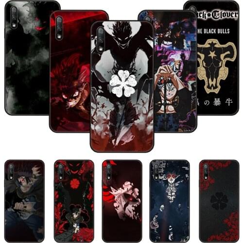 Phone Case For Huawei Honor 9X 10 9 20 8X 8A 8S 7X 7A i A Pro Play Lite Black Cover Hoesjes Trend Etui Soft Anime Black Clover