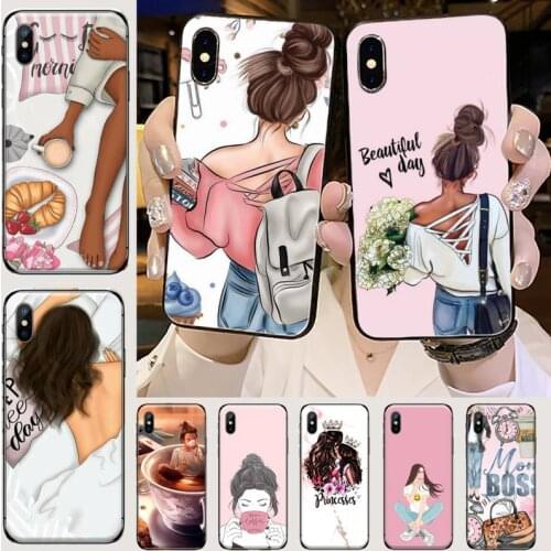 Princess Girl Female boss coffee Phone Case for iPhone 11 12 mini pro XS MAX 8 7 6 6S Plus X 5S SE 2020 XR