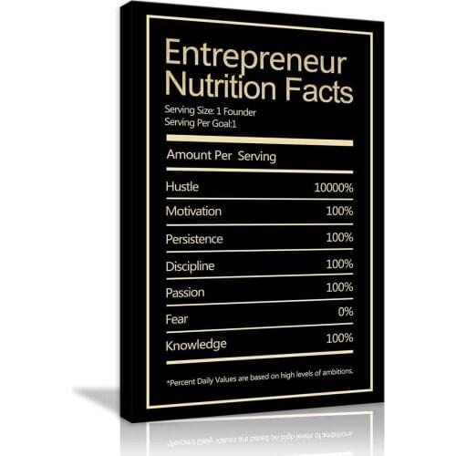 Black Gold Letter Success Entrepreneur Nutrition Facts Canvas Painting Inspirational Quotes Noun Posters and Prints Wall Art Dec