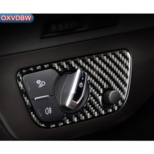 For Audi Q7 S line Carbon Fiber Headlight Switch Cover Trim 3D Sticker Car Styling 2016 2018 2019 Interior Accessories