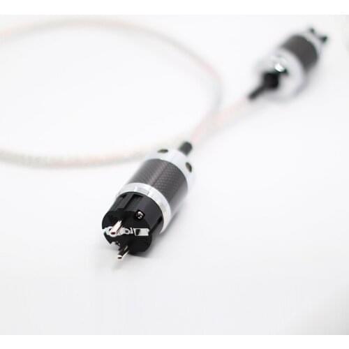 Hifi Audio power cable EU Rhodium Plated Carbon Fiber power plug cable