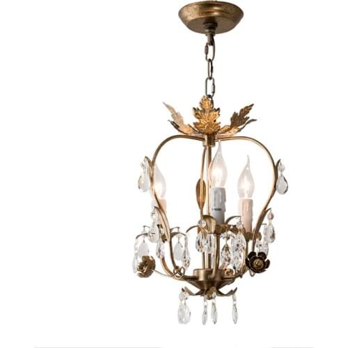 American country bronze candlestick pendant lights living room retro bedroom crystal lamp balcony hanging chandelier fixtures